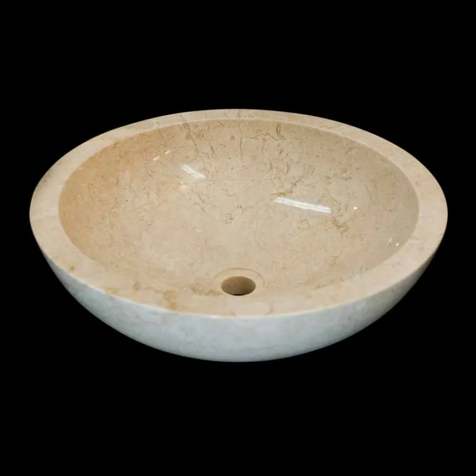 z okrągłą umywalką w kolorze białym Job kamienia naturalnego Viadurini