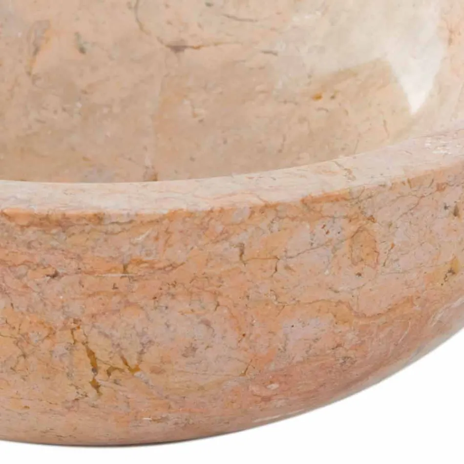 z okrągłą umywalką w kamieniu naturalnym Red Hioba Viadurini