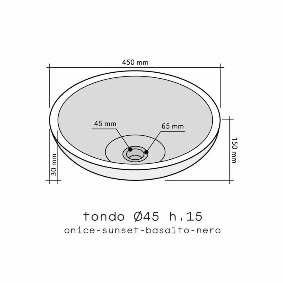 Umywalka z naturalnego kamienia okrągła Kari Viadurini