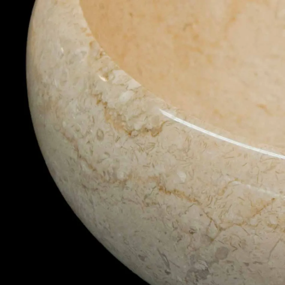 z okrągłą umywalką w kamieniu naturalnym Layla Białej Viadurini