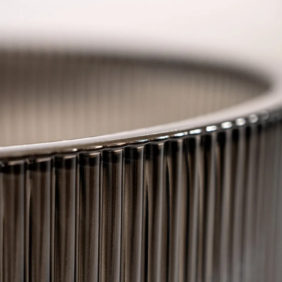 Okrągła umywalka nablatowa ze szkła weneckiego Plissè Made in Italy - cyrkon Viadurini