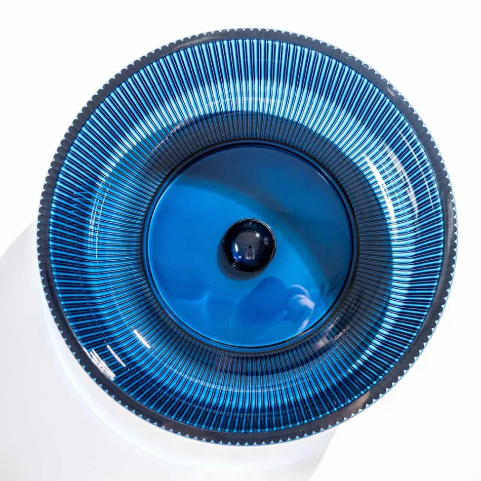 Okrągła umywalka nablatowa ze szkła weneckiego Plissè Made in Italy - cyrkon Viadurini