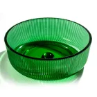 Okrągła umywalka nablatowa ze szkła weneckiego Plissè Made in Italy - cyrkon Viadurini