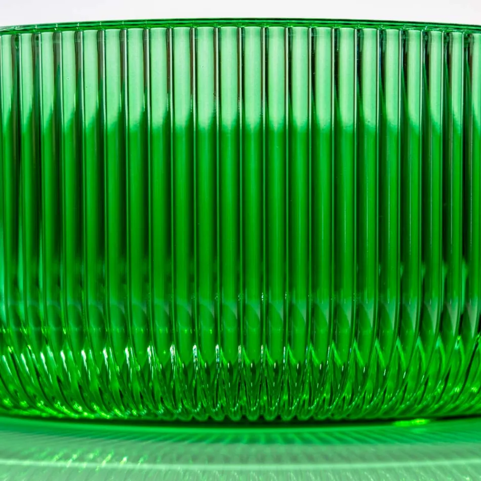 Okrągła umywalka nablatowa ze szkła weneckiego Plissè Made in Italy - cyrkon Viadurini