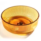 Okrągła umywalka nablatowa ze szkła weneckiego Plissè Made in Italy - cyrkon Viadurini