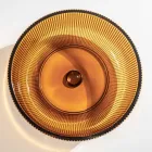 Okrągła umywalka nablatowa ze szkła weneckiego Plissè Made in Italy - cyrkon Viadurini