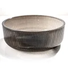 Okrągła umywalka nablatowa ze szkła weneckiego Plissè Made in Italy - cyrkon Viadurini