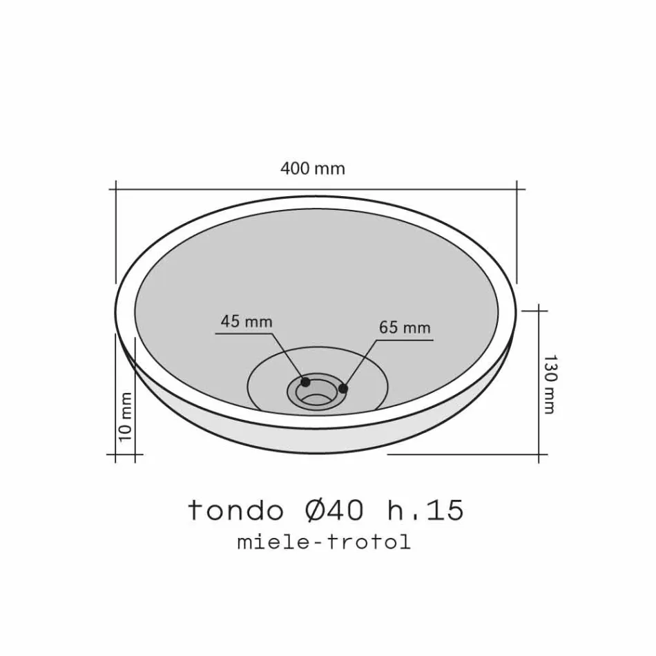 Okrągły blat Pomoc Miód z zewnętrzna polerowana Nusa Viadurini