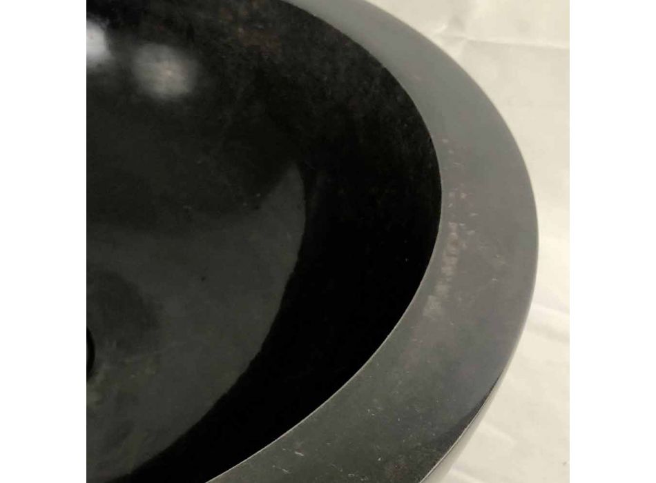 Czarna okrągła umywalka nablatowa z kamienia naturalnego Levi, unikat Viadurini