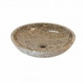 Okrągła umywalka nablatowa z kamienia naturalnego Ziva 