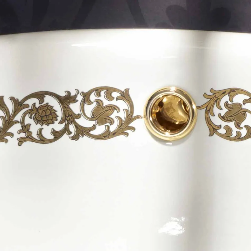 Umywalka łazienkowa podtynkowa z gliny ogniowej i złota wykonana we Włoszech, Otis Viadurini