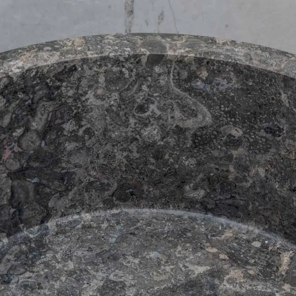 Wolnostojąca umywalka łazienkowa cylindryczna z szarego marmuru - Cremino Viadurini