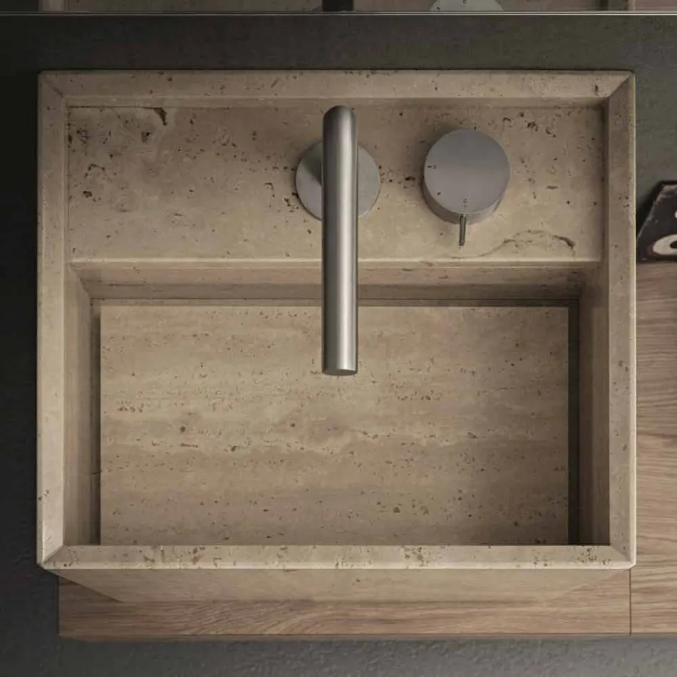 Nowoczesna kamienna umywalka nablatowa z kwadratowym blatem - Farartlav2 Viadurini