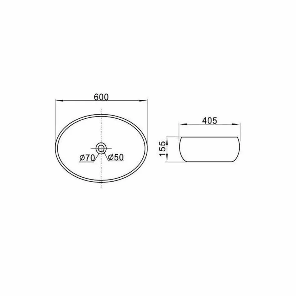 Umywalka biała ceramiczna owalna nablatowa Made in Italy - Bergen Viadurini