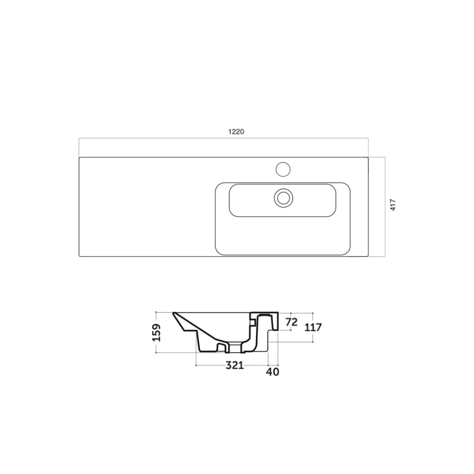 Umywalka do zabudowy i montażu po prawej stronie z ceramiki Maida Viadurini