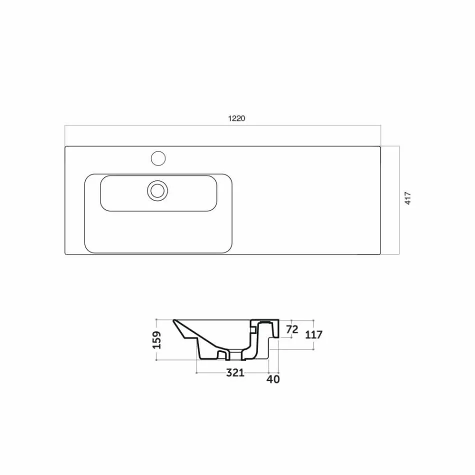 Nowoczesny lewy ukryty zlew w Ceramica Maida Viadurini