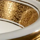 Okrągła, wbudowana umywalka z gliny ogniowej i złota wykonana we Włoszech, Otis Viadurini