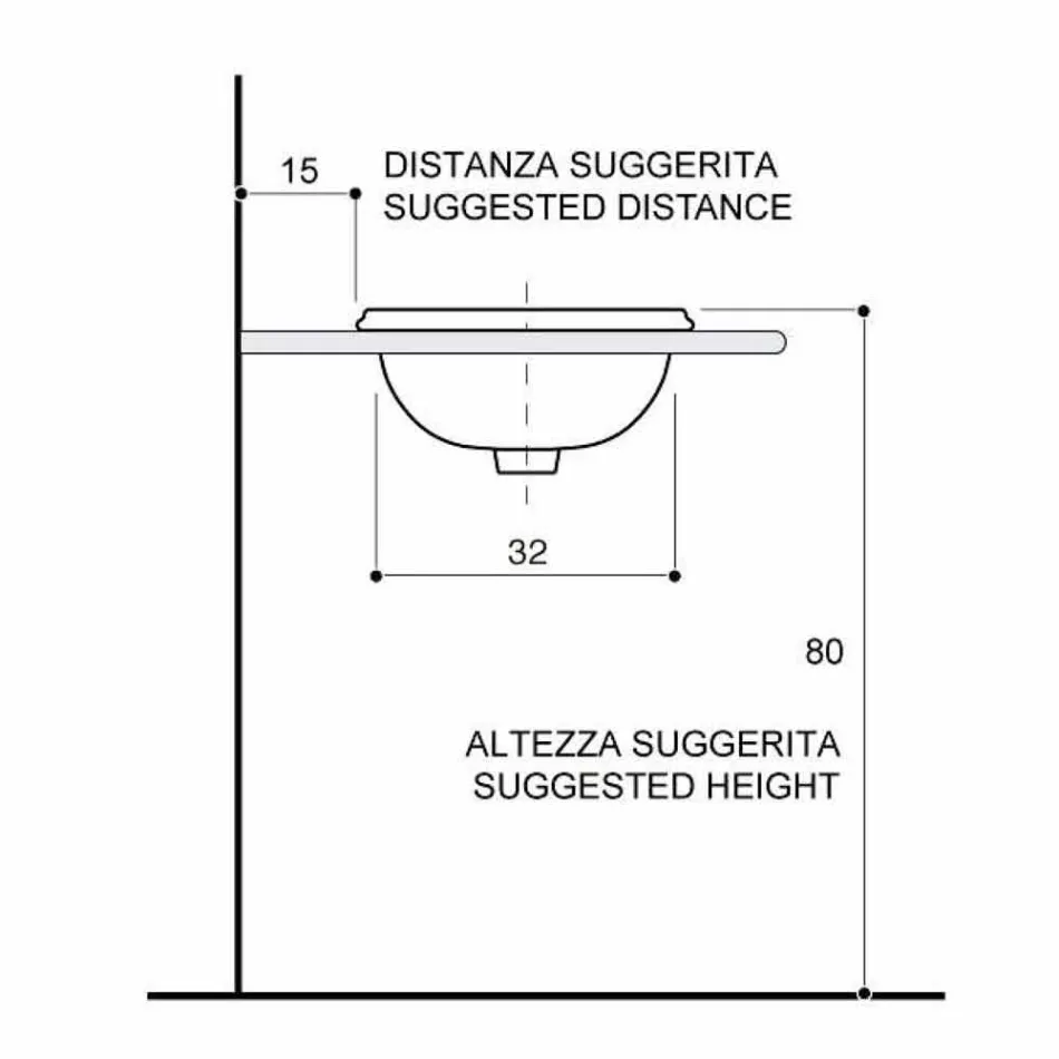 Okrągła, wbudowana umywalka z gliny ogniowej i złota wykonana we Włoszech, Otis Viadurini