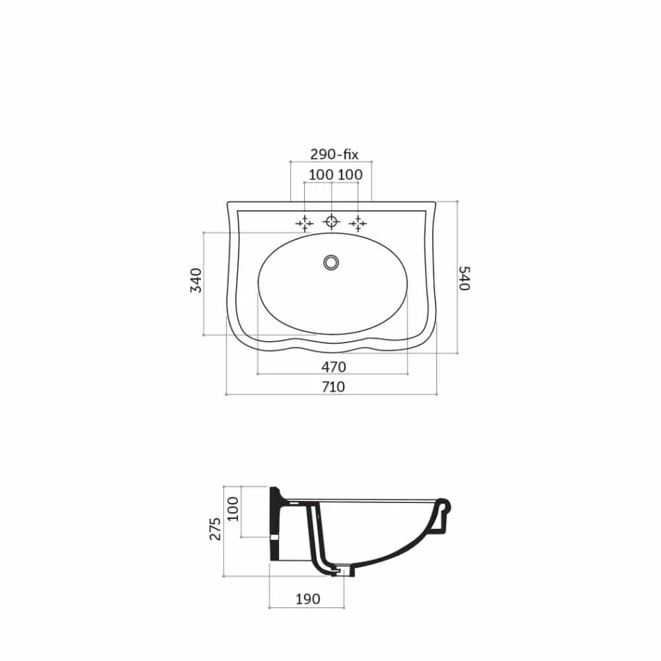 Ściana umywalkowa lub kolumna ceramiczna L70cm Made in Italy Avise Viadurini