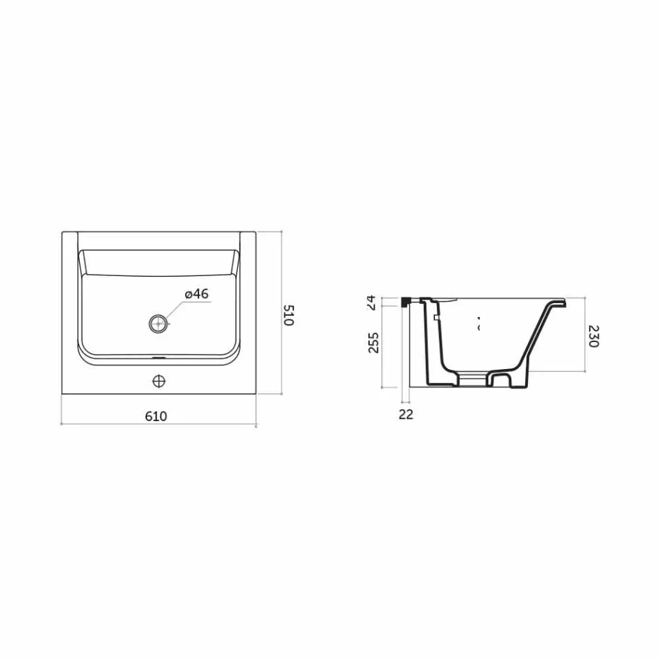 Satri Nowoczesny blat ceramiczny i zagłębiona umywalka Viadurini