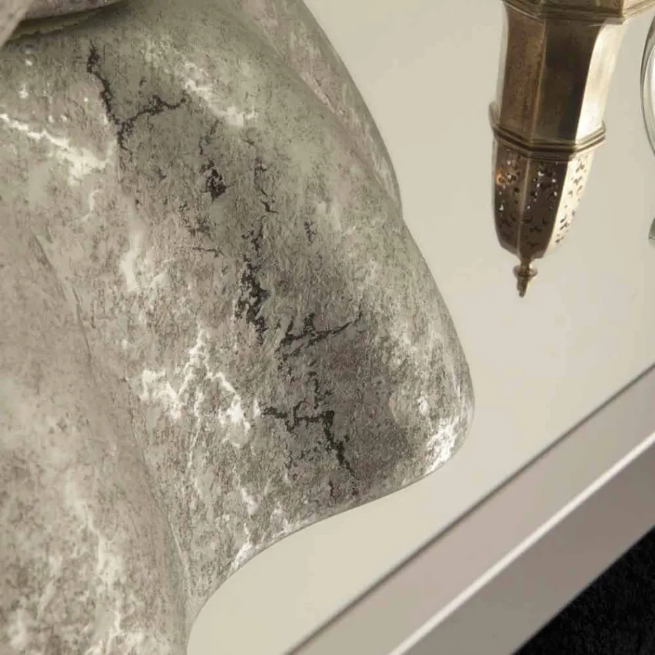 Umywalka nablatowa z białego srebra wykonana we Włoszech z Cubo Viadurini