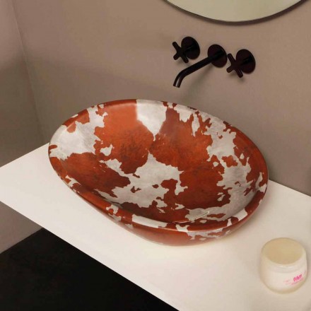 Umywalka ceramiczna na postumencie wykonana we Włoszech z połyskiem Viadurini