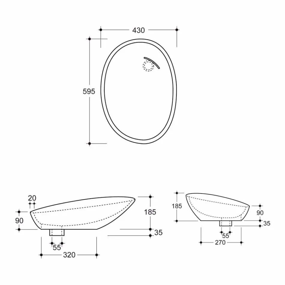 Projekt ceramicznej umywalki blatowej wykonanej we Włoszech z połyskiem Viadurini