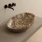 Zaprojektuj umywalkę ceramiczną nablatową z pomarańczową zebrą wyprodukowaną we Włoszech. Błyszczący Viadurini