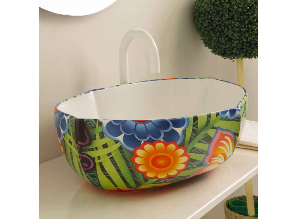 Projekt ceramiczna umywalka nablatowa, wyprodukowana we Włoszech Oscar Viadurini