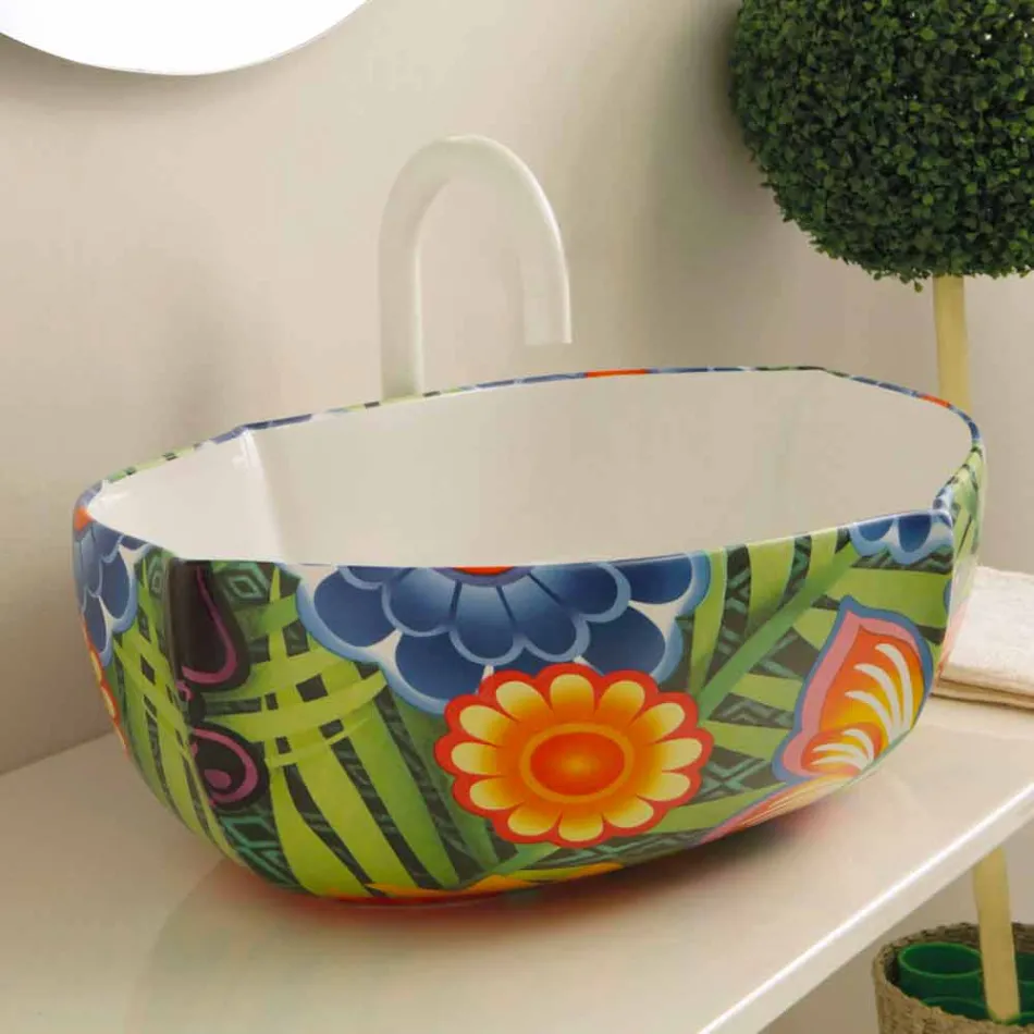 Projekt ceramiczna umywalka nablatowa, wyprodukowana we Włoszech Oscar Viadurini