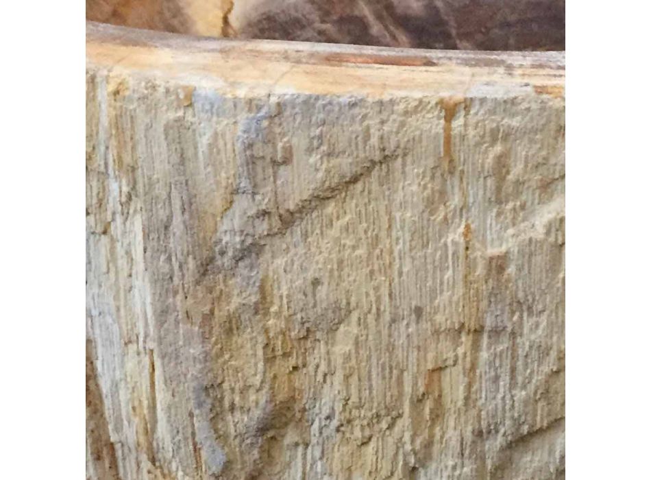 Ręcznie wykonany zlewozmywak w drewnie Star Big skamieniałym Viadurini