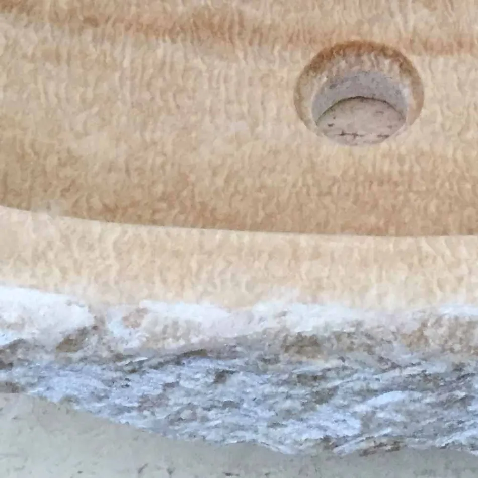 Umywalka nablatowa do łazienki Laia z kamienia naturalnego Viadurini