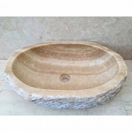Umywalka nablatowa do łazienki Laia z kamienia naturalnego Viadurini