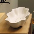 Umywalka design nablatowa Cubo, biala ceramiczna made in Italy