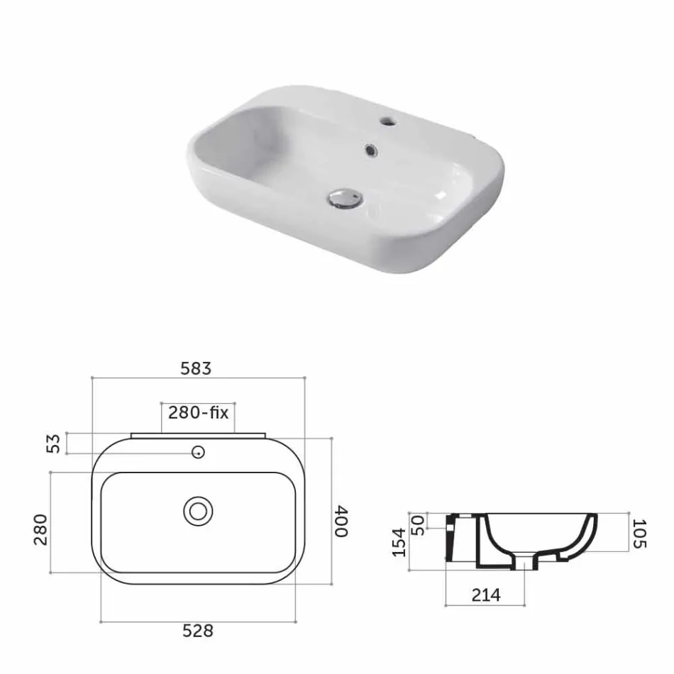 Design Blat Umywalki lub Ściany w Ceramicznym Riardo Viadurini