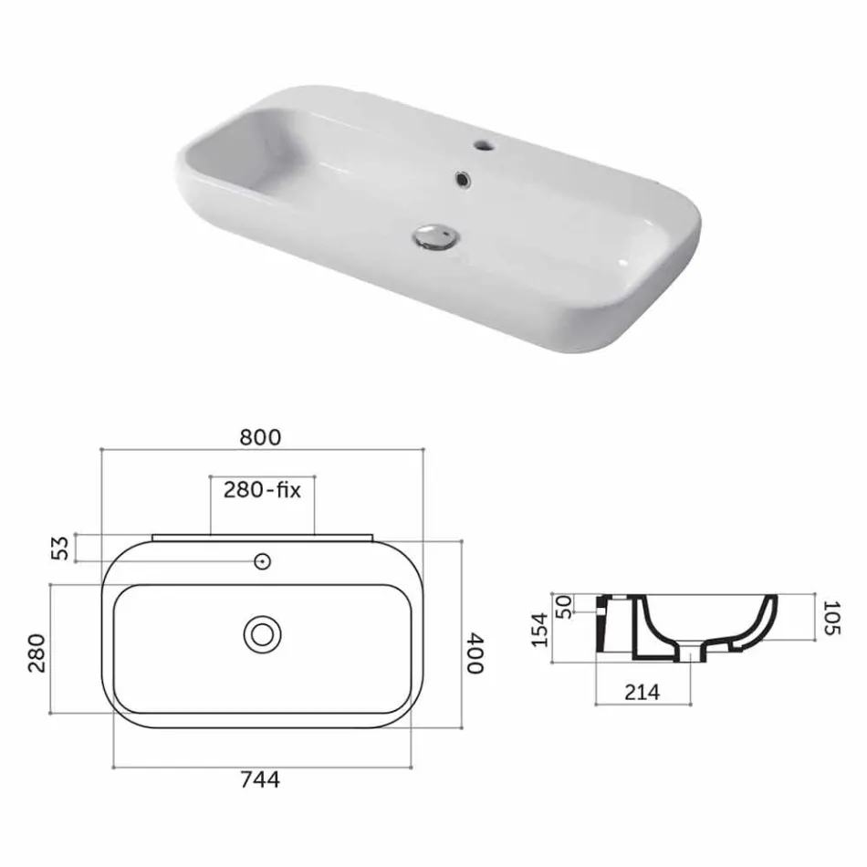 Design Blat Umywalki lub Ściany w Ceramicznym Riardo Viadurini