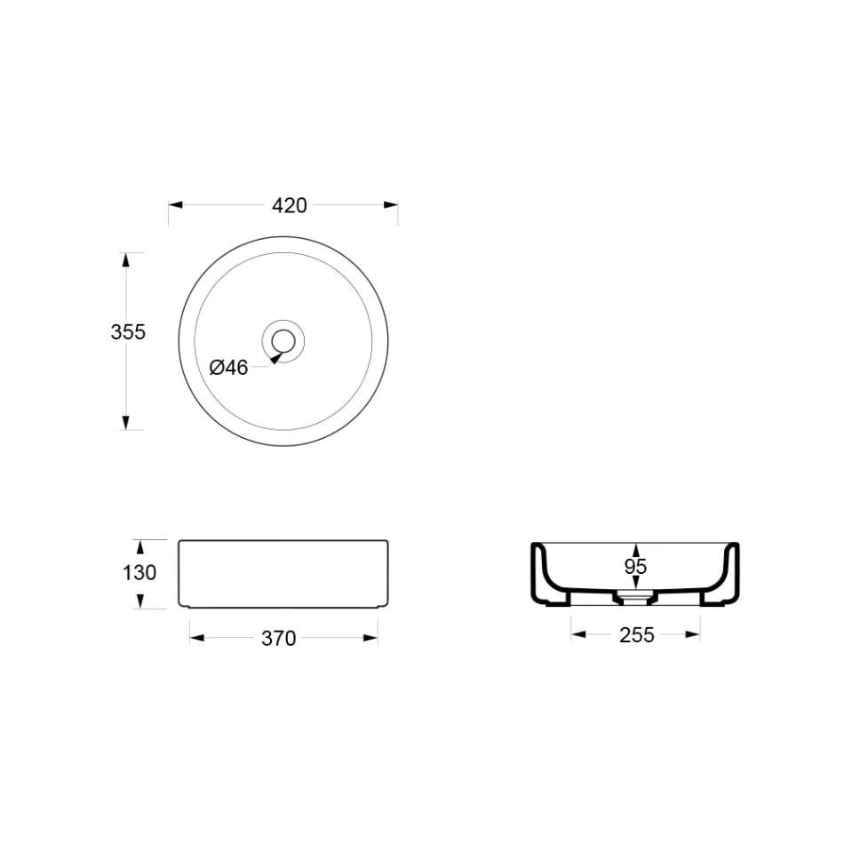 Umywalka ceramiczna nablatowa o średnicy 42 cm, wyprodukowana we Włoszech - dla dziewczynki Viadurini