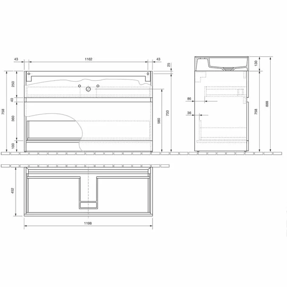 Podwójna umywalka z szafką podłogową Nowoczesny design z laminatu - Pompei Viadurini
