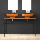 Umywalka ceramiczna podwójna naścienna, wyprodukowana we Włoszech, Reale Viadurini