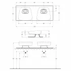 Umywalka ceramiczna podwójna naścienna, wyprodukowana we Włoszech, Reale Viadurini