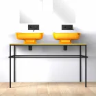 Umywalka ceramiczna podwójna naścienna, wyprodukowana we Włoszech, Reale Viadurini