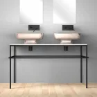 Umywalka ceramiczna podwójna naścienna, wyprodukowana we Włoszech, Reale Viadurini