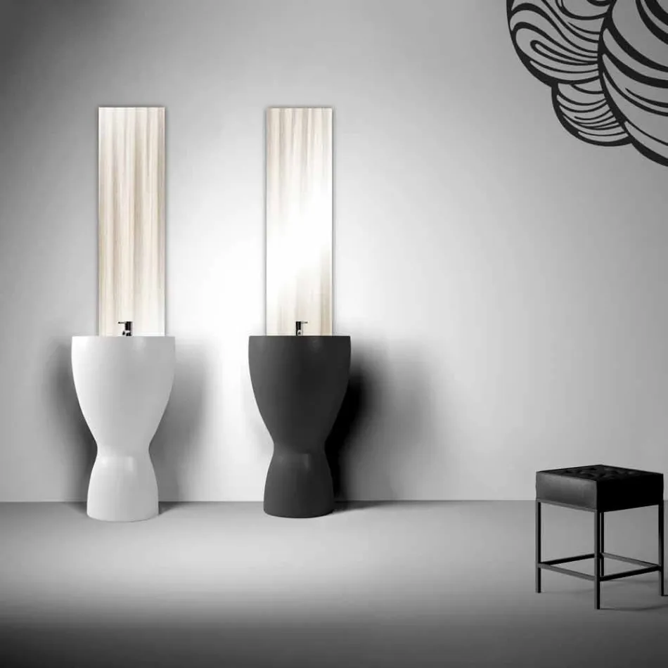 Nowoczesna wolnostojąca ceramiczna umywalka wykonana we Włoszech, Basile Viadurini