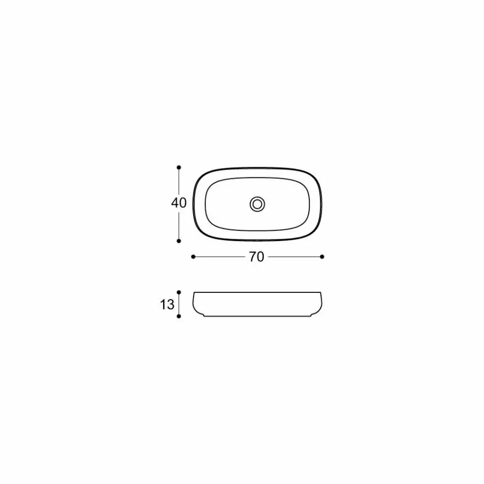 Umywalka nablatowa z białej ceramiki o nowoczesnym designie Made in Italy - Tune1 Viadurini