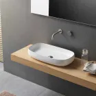 Umywalka nablatowa z białej ceramiki o nowoczesnym designie Made in Italy - Tune1 Viadurini