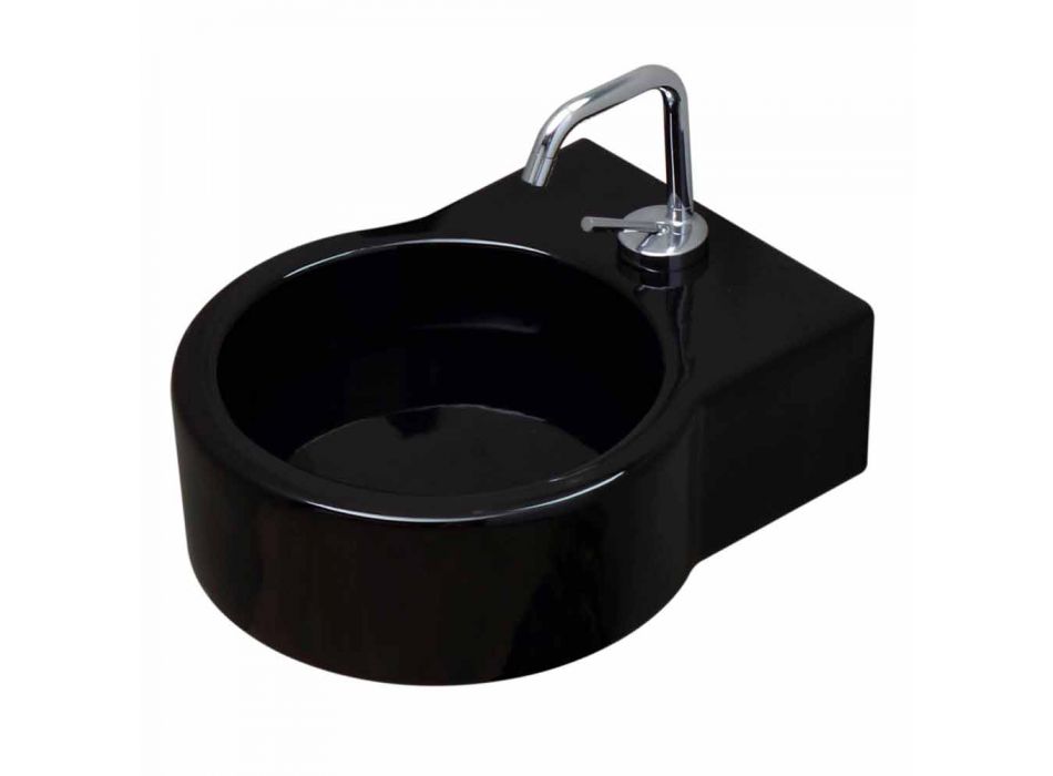 Wolnostojąca czarna ceramiczna umywalka / zawieszenie wykonane we Włoszech Viadurini