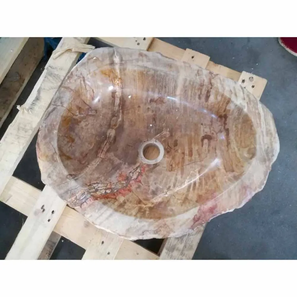 Drewniana umywalka Fossil Counter Goa jednoelementowy Viadurini