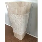 Umywalka z naturalnego kamienia, kolumna Robin, biała jednoczęściowa Viadurini