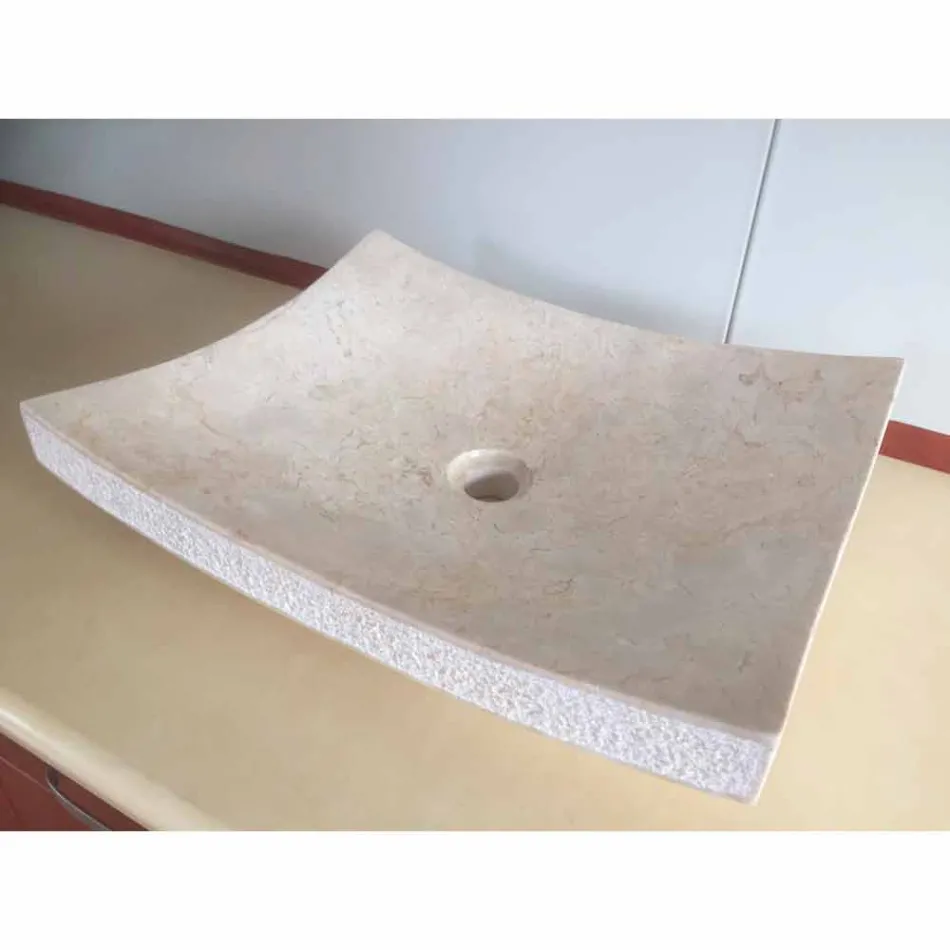 Umywalka z naturalnego kamienia w kolorze Love biały design, unikatowy element Viadurini