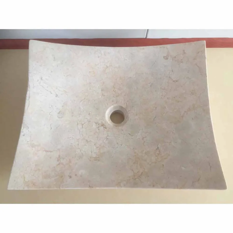 Umywalka z naturalnego kamienia w kolorze Love biały design, unikatowy element Viadurini